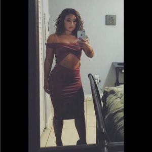 Maroon Red Crossover dress